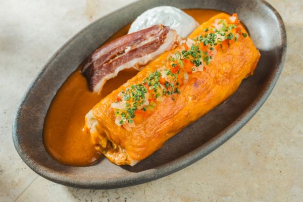 Hortobágyi Pancake with Sour Cream and Crispy Bacon