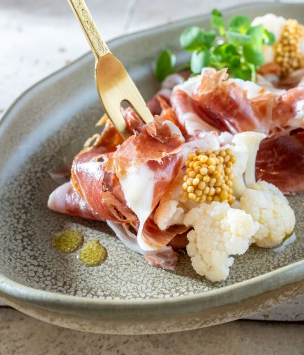 Dry-Aged Mangalica Ham with Homemade Pickled Cauliflower